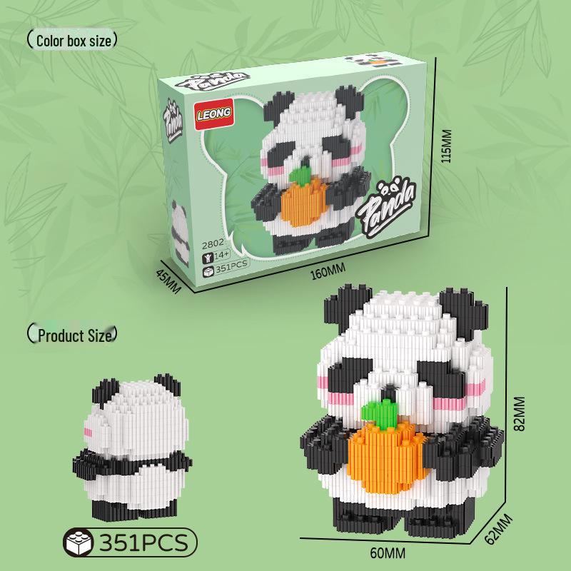 Panda Flower Cute Blue Building Blocks: Micro-Particle Assembly Toys for Creative Modeling