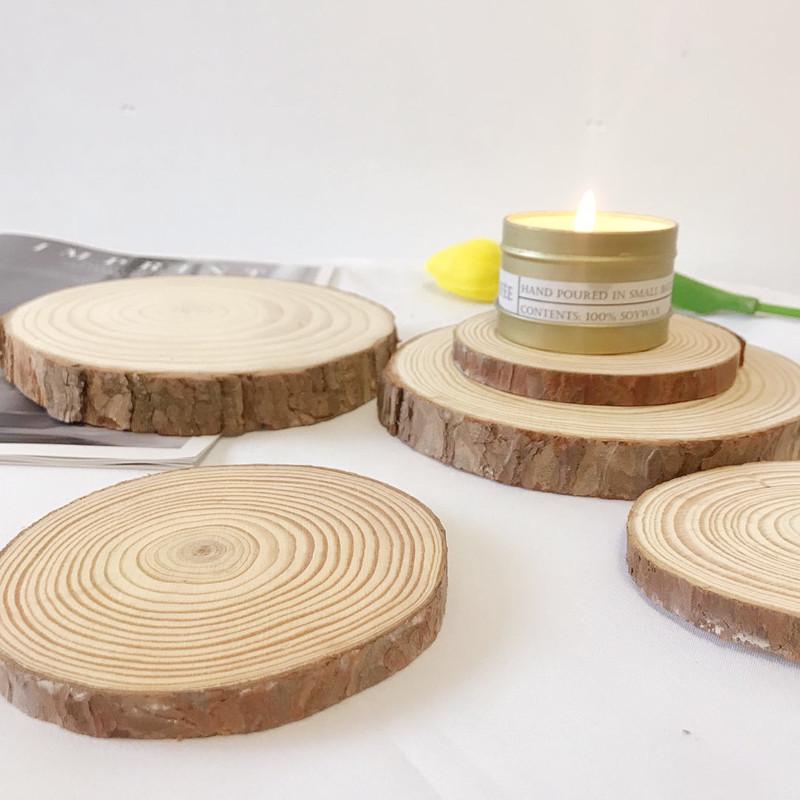 

Retro Raw Wood Slice Coaster: Natural Annual Ring Decor, Incense & Candle Mat, Photo Prop. Small (Diameter 8-10cm)