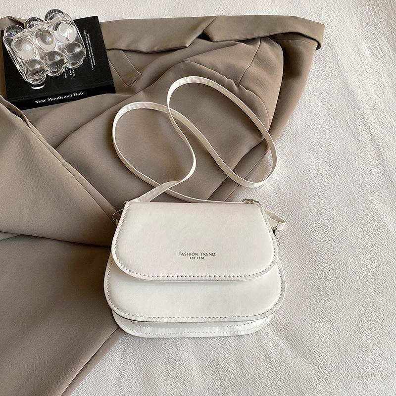 Shoulder Bag Waterproof PU Leather Simple Solid Color Flap Crossbody Messenger for Daily Commute Travel Shopping