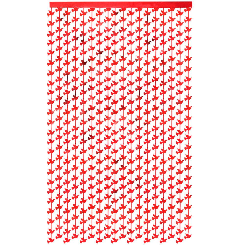 

Beautiful 2m Peace Dove Rain Curtain In Bright Red Silver Gold Perfect For Festive Holiday Decor StyleA