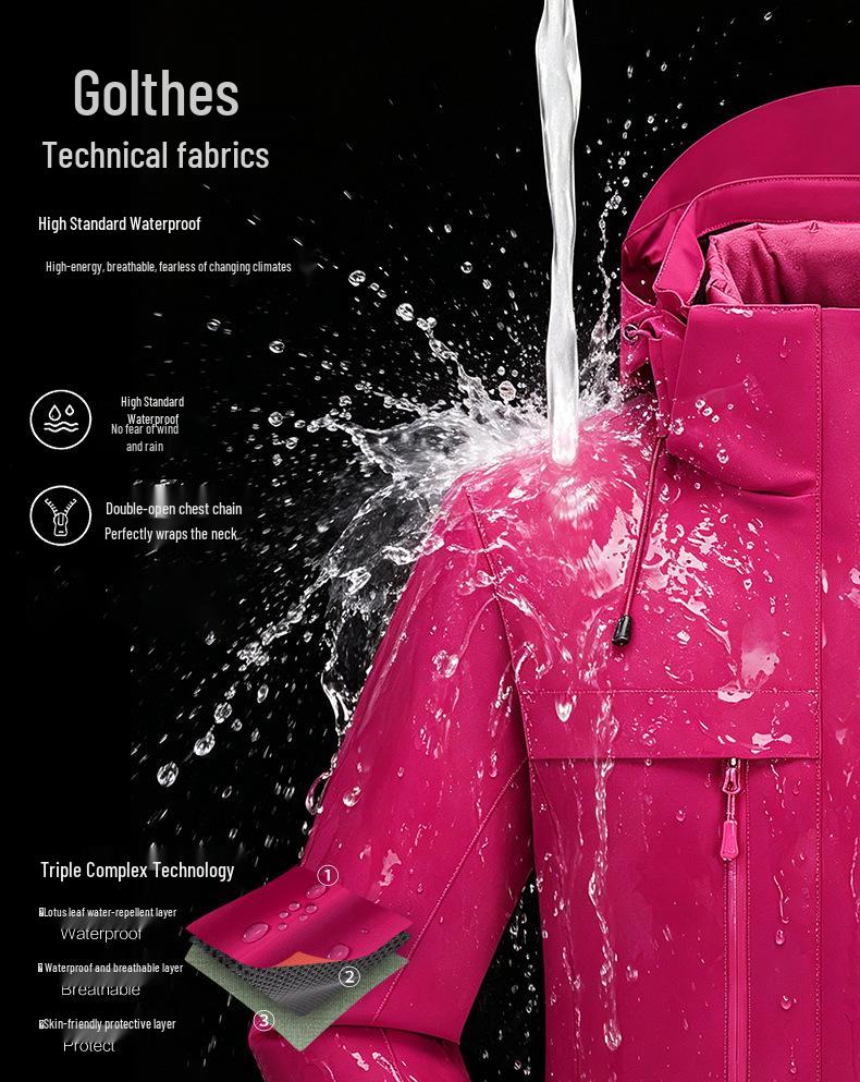 Women's 3-in-1 Down Jacket: Waterproof, Windproof, Outdoor Style for Autumn and Winter
