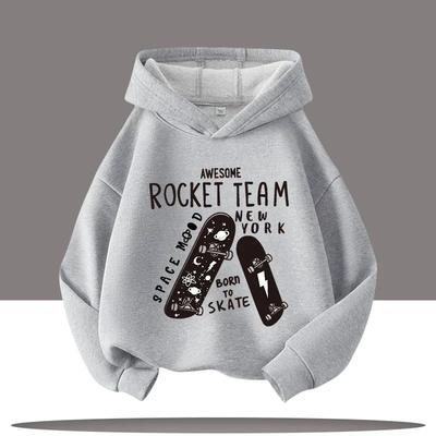 Herbst Winter Amerikanisches Skateboard Cartoon Print Kinder Kapuzenpullover Mädchen Freizeit Oberteil Kinderkleidung Junge Sportbekleidung Sweatshirt