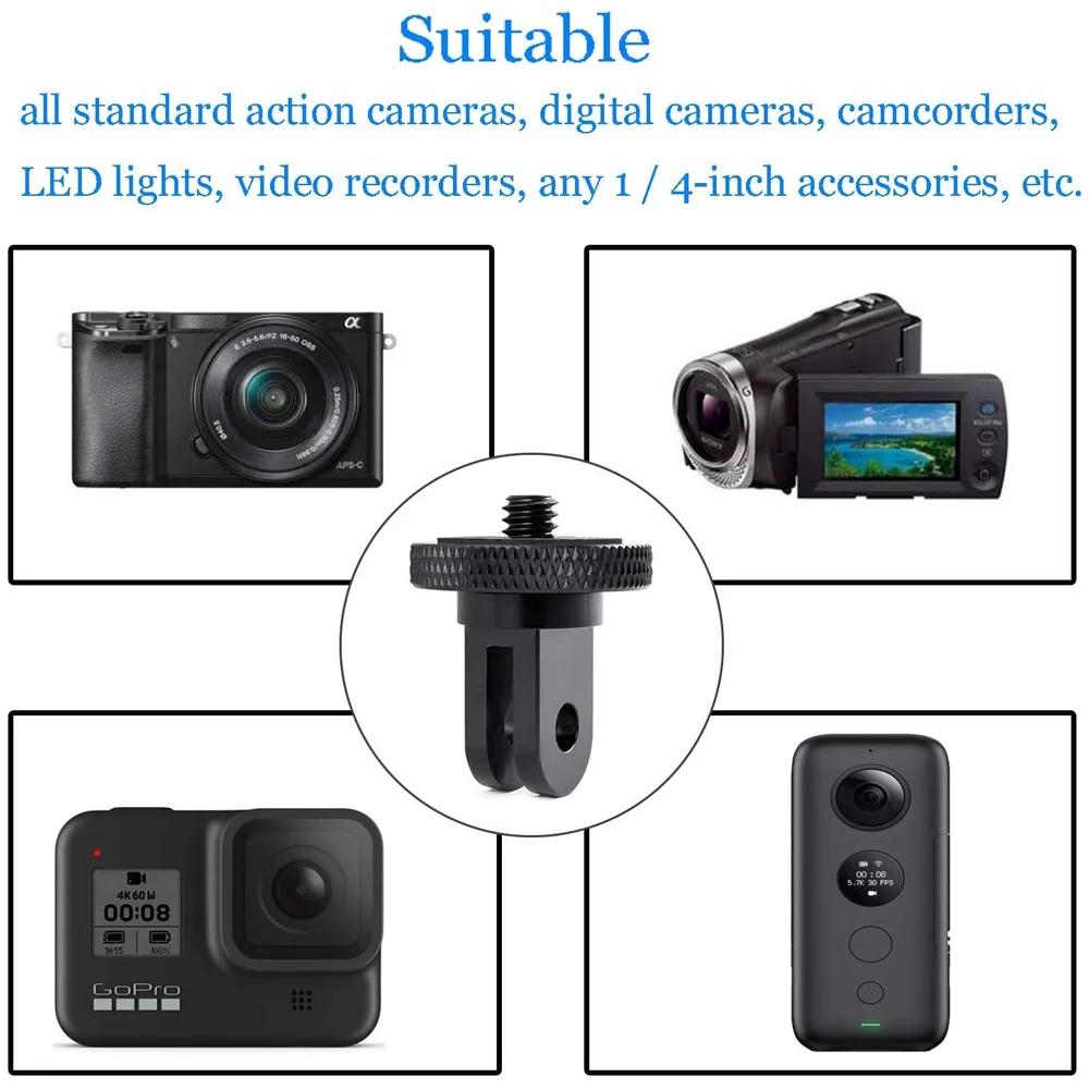 2Pcs Aluminum Adapter 1/4-20 Screw Conversion Tripod Mount for GoPro Hero 12 11 10 9 8 Insta360 X4 X3 X2 DJI OSMO Action Cameras