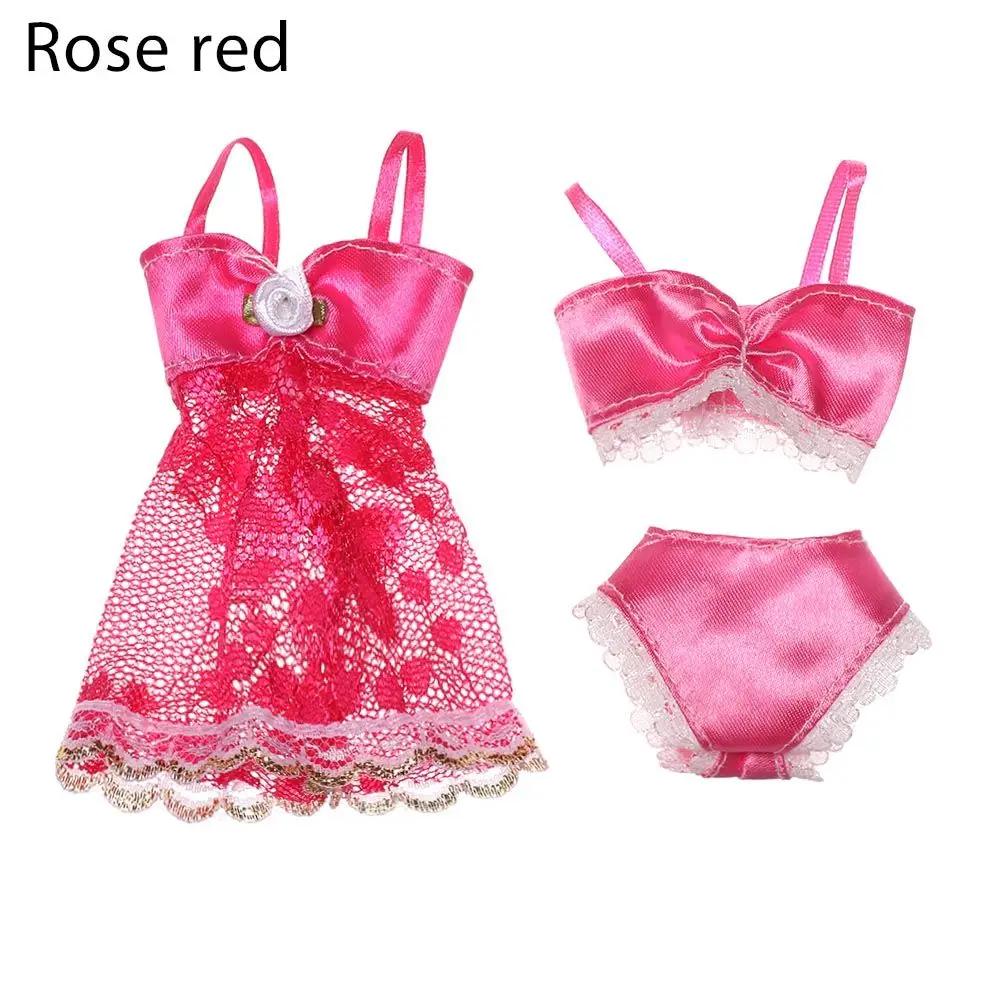 1Set Doll Clothes Sexy Doll Pajamas Lace Lingerie Bra + Underwear + Night Dress Nightwear Bikini Clothes 1/6 Dolls Accessories