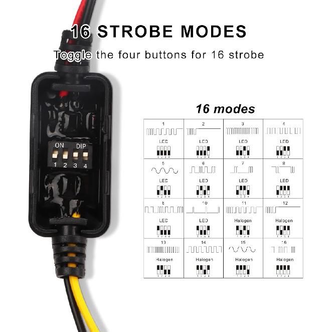 

4 шт. Светодиодный стробоскоп-контроллер, 80 Вт, универсальный DC9‑26 В, 16 режимов стробоскопа, мигалка стоп-сигнала, модуль стробоскопа стоп-сигнала, модуль мигалки для автомобиля для
