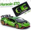 1:24 Scale Alloy Diecast Car Model for Lambo Huracan STO 2021, Pull Back Vehicles Model Cars Toy with Light & Sound for Kids Adult Collection