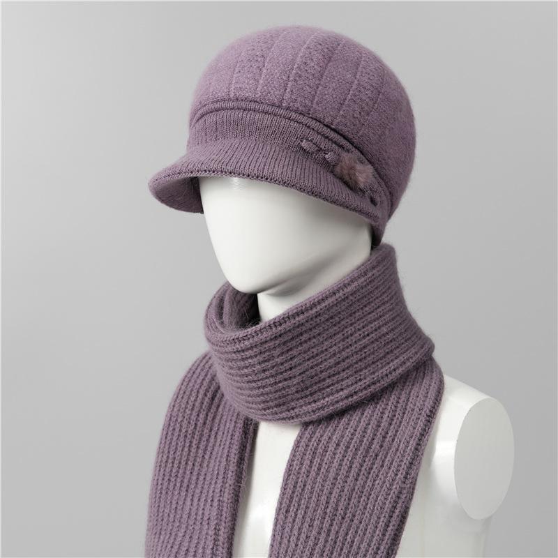 Day Mom Hat Fleece Knitted Thermal Hat Grandma Rabbit Wool Hat Old Man Duck Tongue Cotton Hat