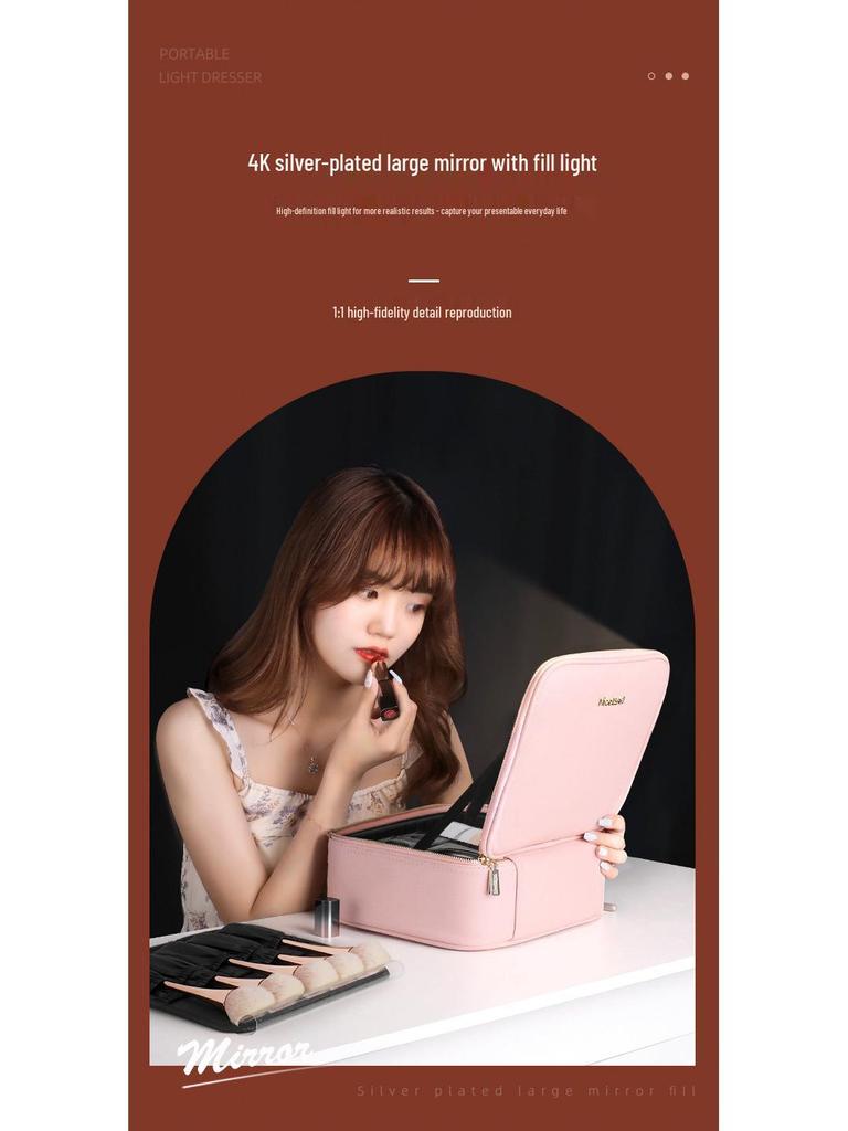 Přenosný kosmetický kufřík se světly a zrcadlem přes celou obrazovku