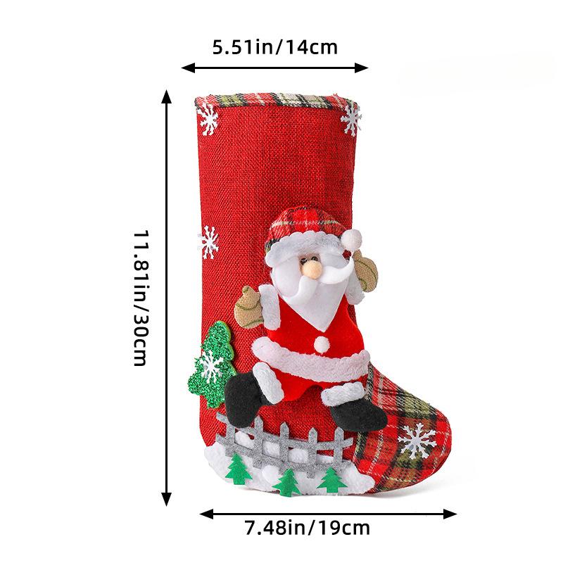 Christmas Socks Large Fence Decorations Linen Candy Gift Bags Christmas Trees Home Decorations Holiday Parties Fun Decorations