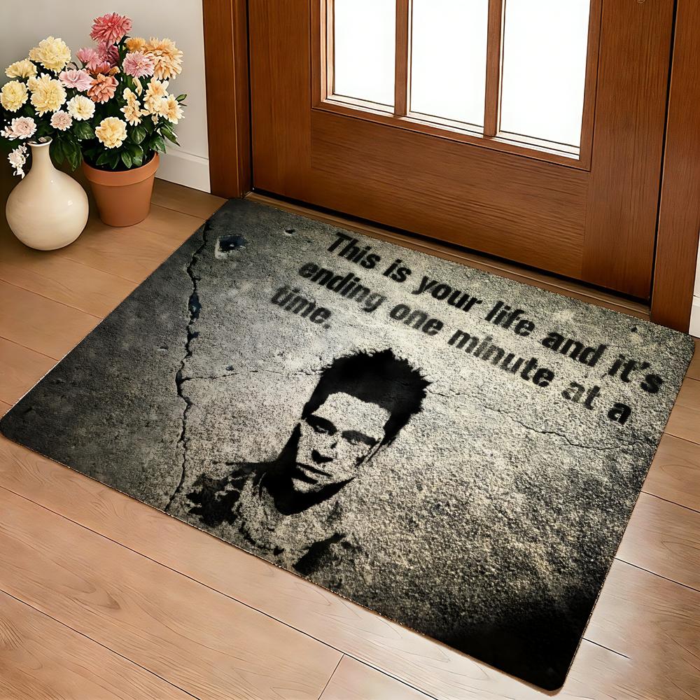 Movie Fight Club Brad Ptt Boxing Film Floor Mat Cozy Flannel Soft Thick Non-Slip Mat For Living Room Bedroom Kitchen Decor Rugs