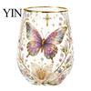 Handbemalter Glasbecher Handbemalter Tumbler, Eiförmig mit Goldrand, Klar Bleifrei Kerzenlicht Dinner Weinbecher für Tee Kaffee Saft Kalt