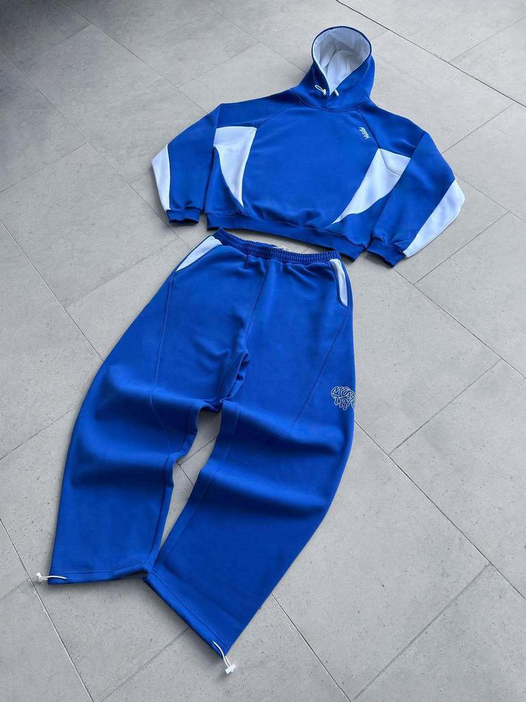 Y2K Color Block Embroidered Hoodie & Casual Sports Pants Set for Women