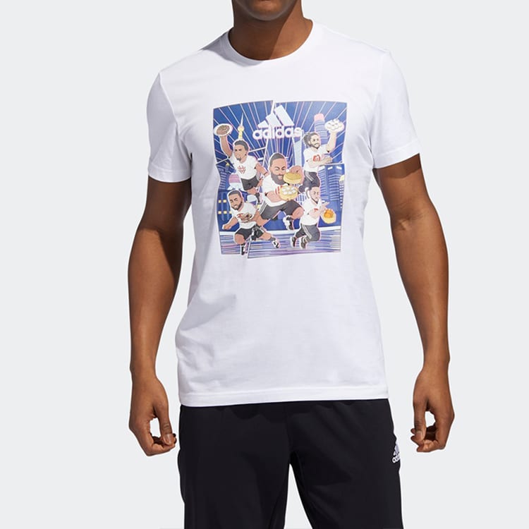 adidas T Shirts Men's White Crew Neck Moderate Straight Fit GE1057
