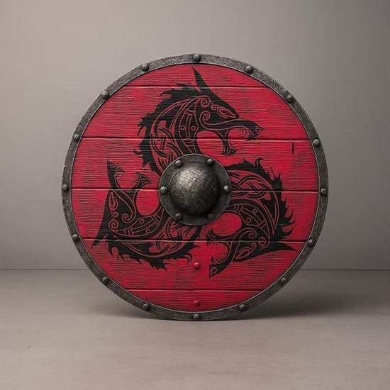 Handmade Wooden Viking Shield: Norse Dragon Design, Cosplay LARP Decor