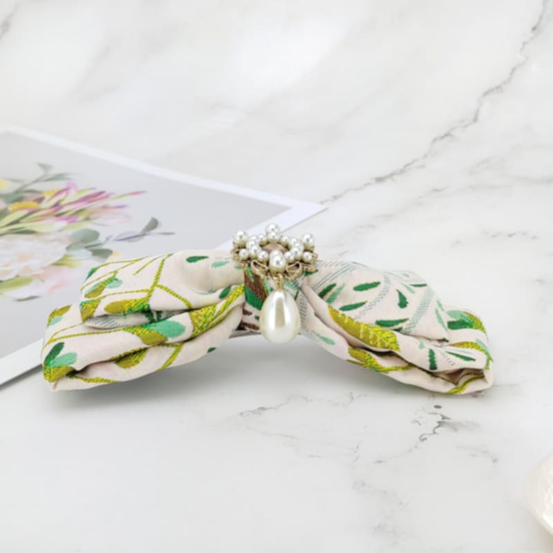 MAIA Rose Jacquard Ribbon Pin Large - Ivory