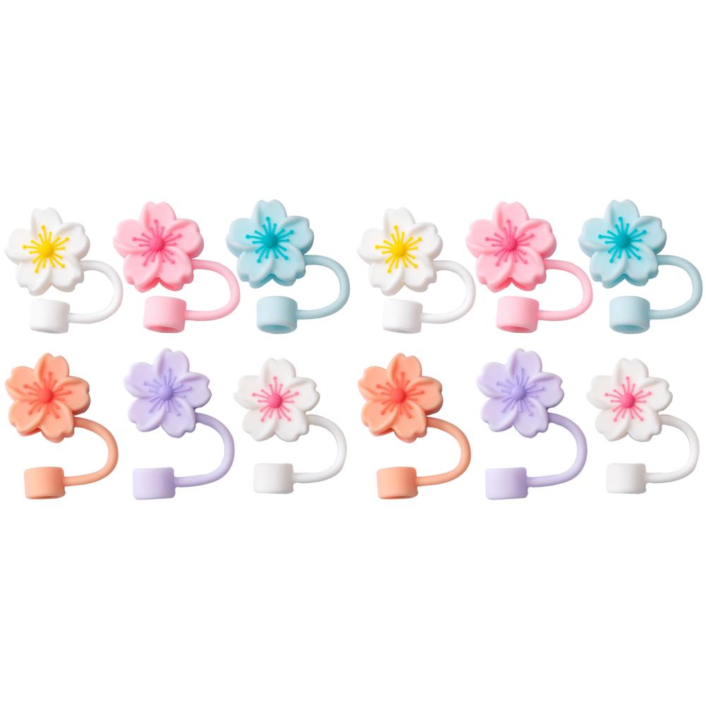 

12 шт. Силиконовые защитные наконечники для соломинок, пыленепроницаемые насадки для соломинок в виде цветков, милые крышечки-протекторы для кончиков соломинок для тамблера Stanley 30/40 унций