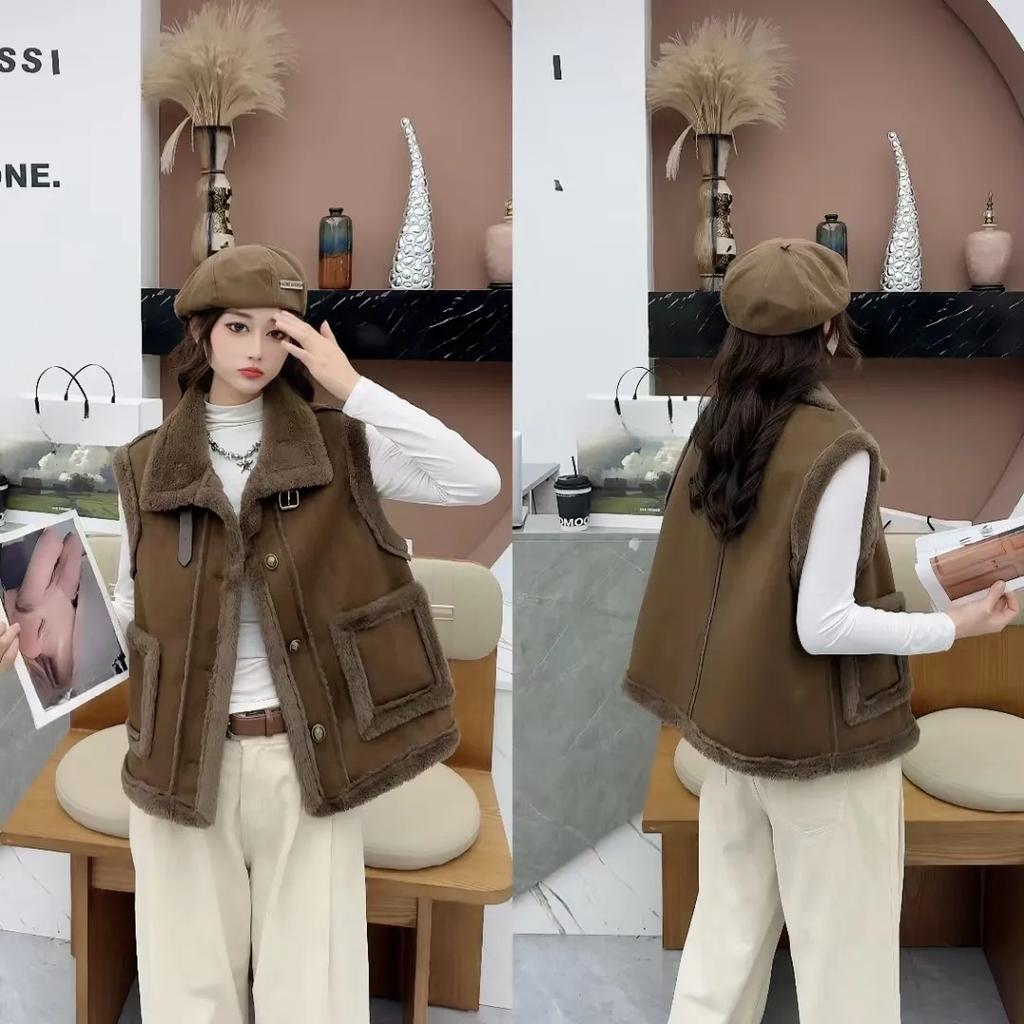 Artificial Lamb Wool Vest Women's Autumn and Winter Fashion Warm Vest Waistcoat Waistcoat Jacket