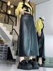 Retro pu leather skirt skirt women's large size fat mm autumn and winter new hip skirt high waist and thin meat-covering split skirt