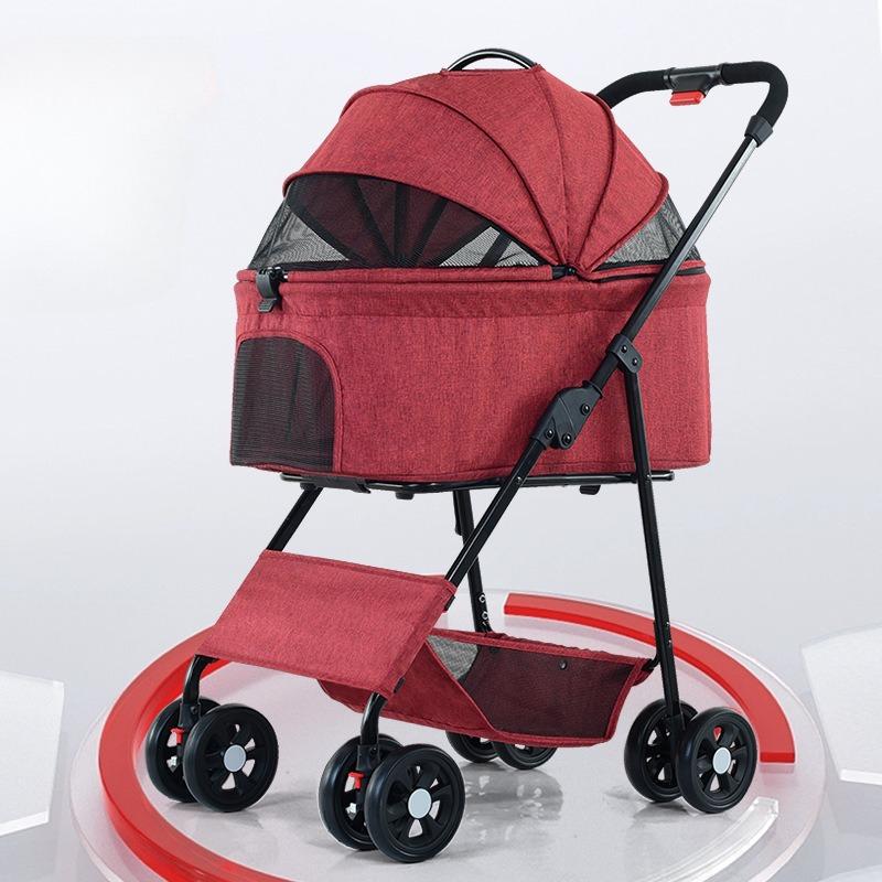 Lightweight Foldable Detachable Dog Stroller Small Medium Outdoor Luxury Stroller Dogs Portable Wheels Designer Pet Trolley