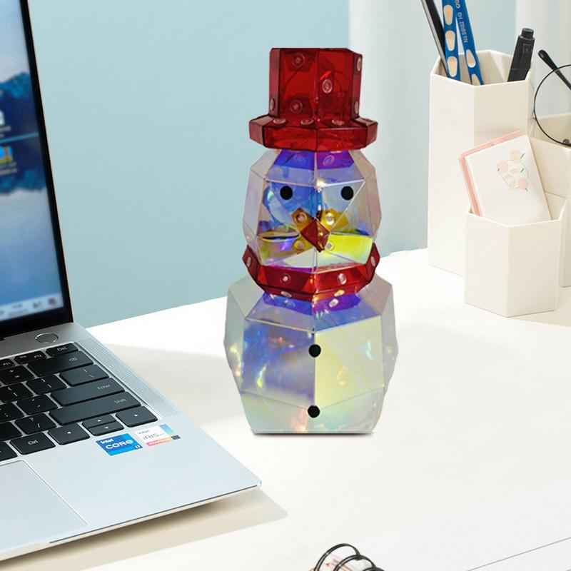 Light Up Christmas Snowman Snowman Figure Night Light Prism Effect Novelty Lighting Statue Indoor Desk Lamp For Study Room
