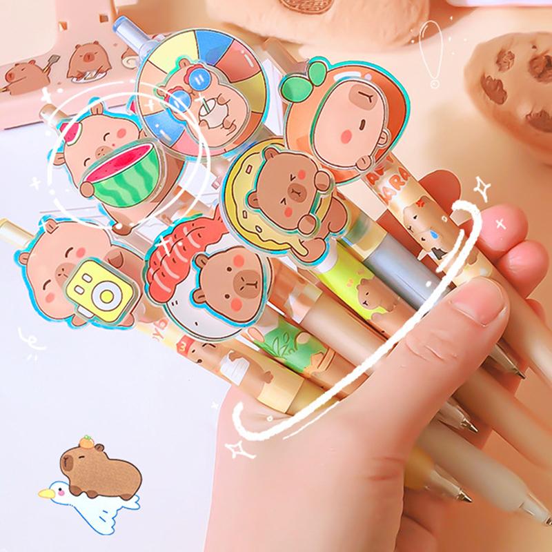 Kawaii Cartoon Capybara Gel Pen Quick-Drying Pressing Neutral Pens Writing Smooth Pens Office Supplies Student Stationery Gifts