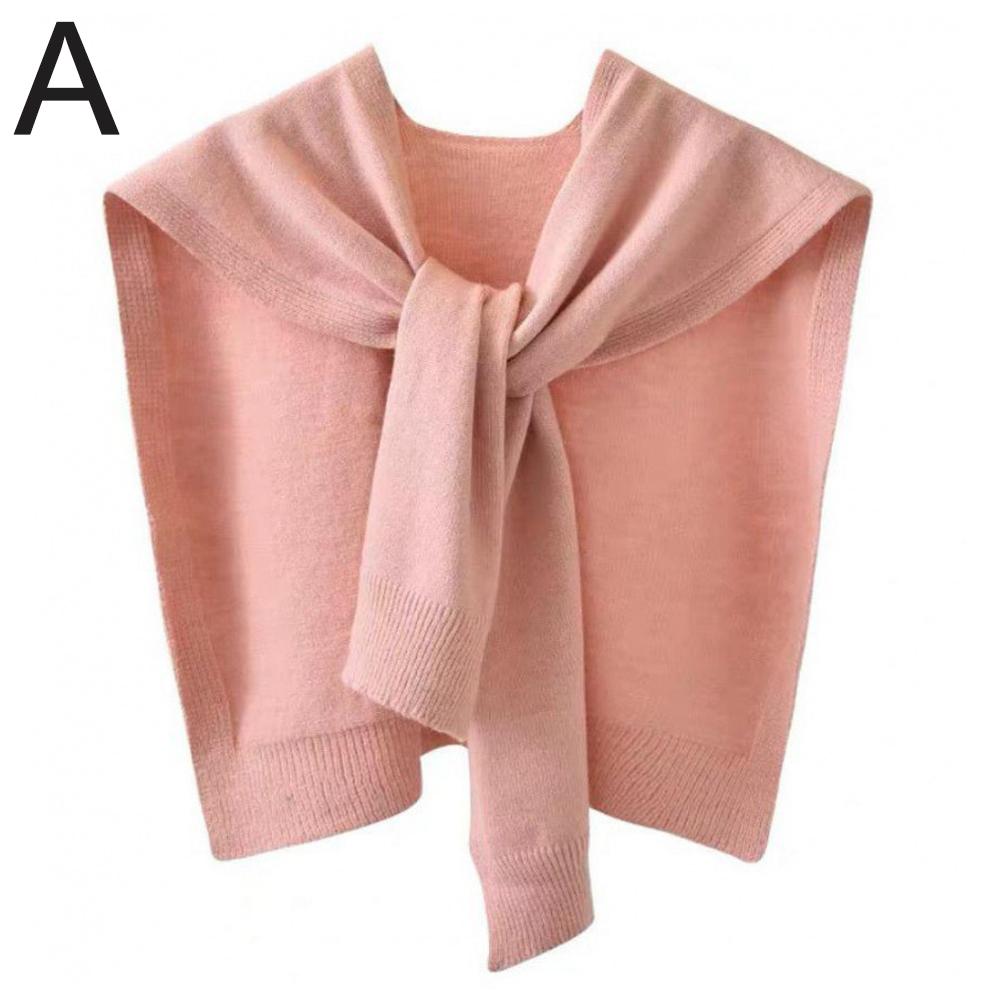 Korean Knitted Shawl Wraps Hijab Air Conditioning Fake Collar Neck Guard Knit Thin Knotted Cape Shoulder Scarf For Women
