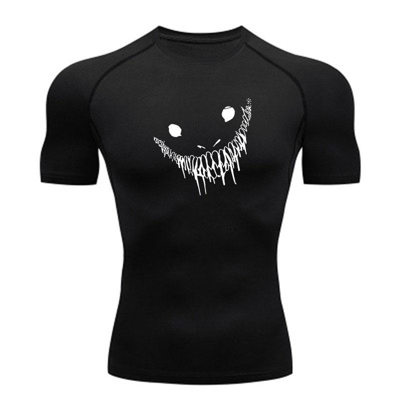 Men's Quick Dry Compression Workout T-Shirt, Scary Grin Drip