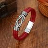 Adjustable Twist Cuff Braided Leather Bracelet For Men With Magnetic Clasp Design