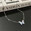 Laser gradual change rhinestone butterfly small thin chain necklace female niche temperament cool versatile collarbone chain neck chain