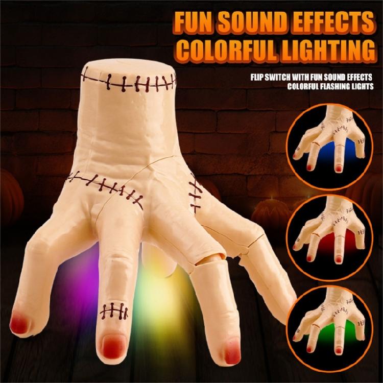 Horror Movie Themed Electric Crawling Hand With LED Lights Scary Noises And Sensor Triggered Movement Halloween Decoration
