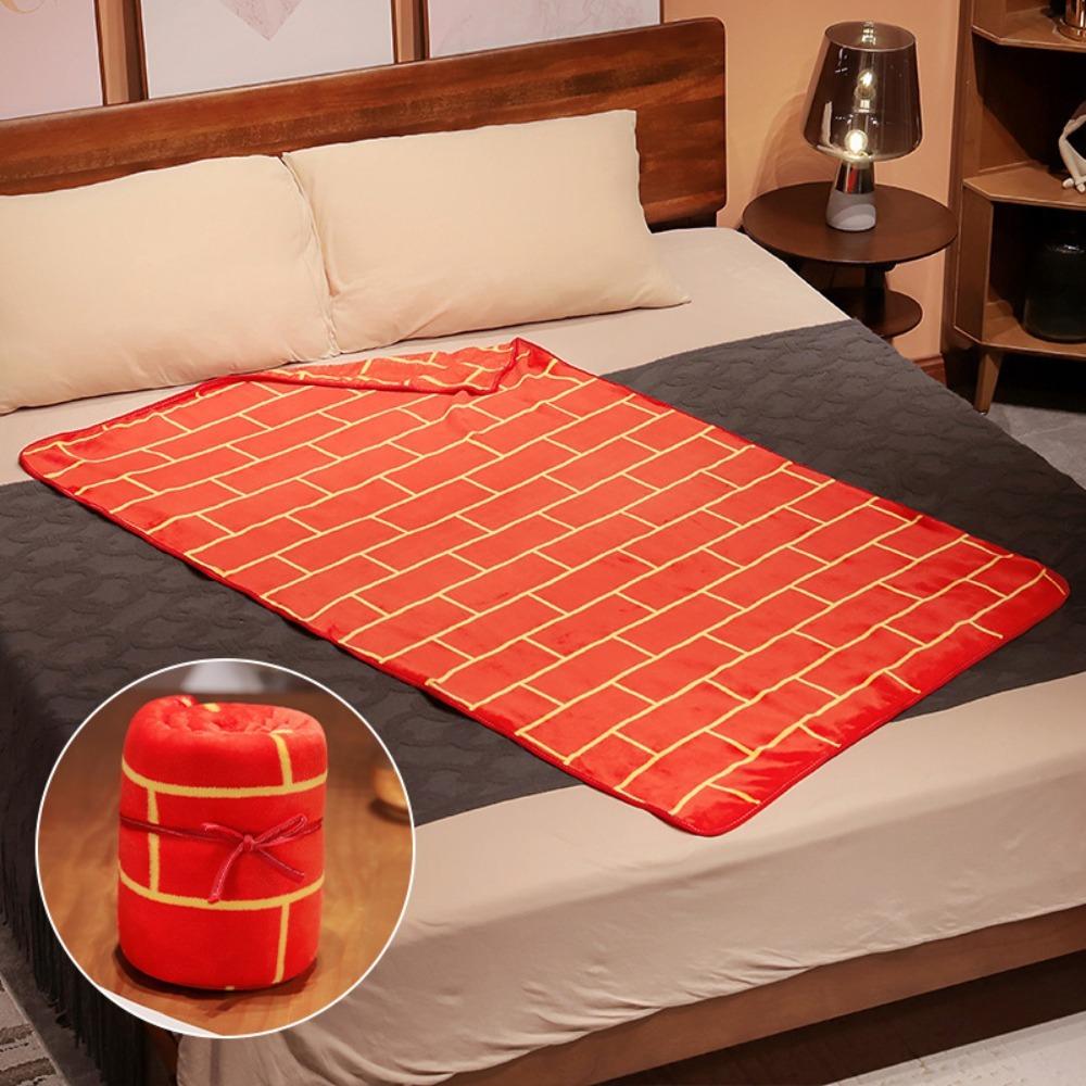 

Versatile Fun Pattern Tai Chi Nap Blanket Coral Fleece Folding Air Conditioning Blanket Soft Warm Sofa Blankets Office Naps червоний