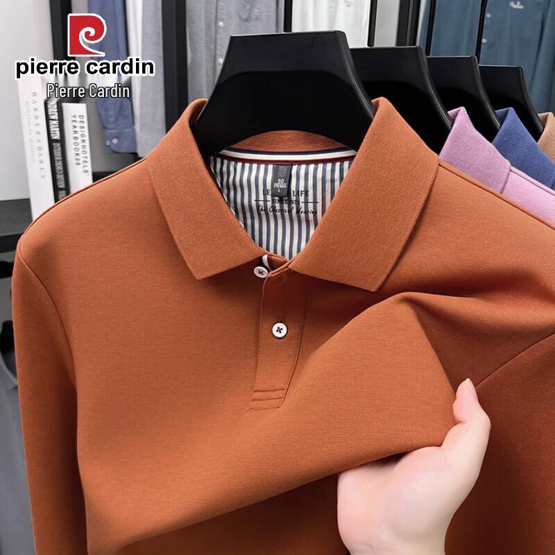 Pierre Cardin Men's Solid Long-Sleeve Lapel Polo Shirt