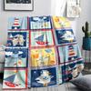 1Pc Nautical Print Flannel Blanket, High quality Comfortable for All Seasons, Home Decor, Warmth and Comfort, Perfect for Christmas Gifts