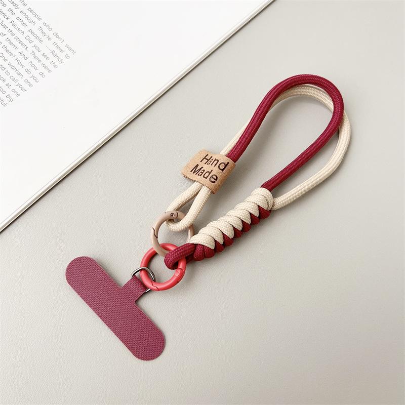New Short Phone Lanyard With British Style Contrasting Color Weaving and Fashionable Smiling Face Wrist Strap for Phone Cases