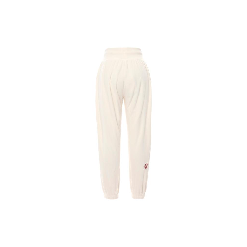 Nike Pantaloni da tuta casual affusolati a maglia a vita alta con coulisse e logo ricamato da donna Avorio chiaro FD5502-110