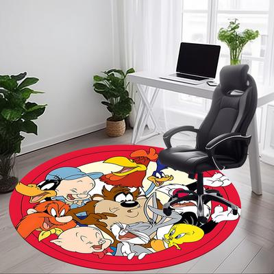 1pc Looney Tunes Office Round Area Rug, Bedroom Living Room Home Decor, Room Deco, Offic A1016157