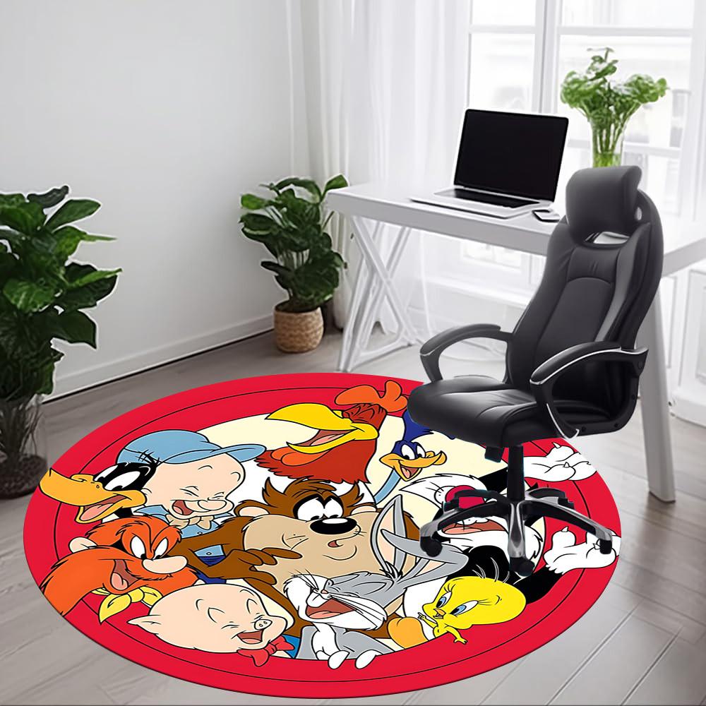 1pc Looney Tunes Office Round Area Rug, Under Office Chairs Bedroom Living Room Home Decor, Room Decoa1016157