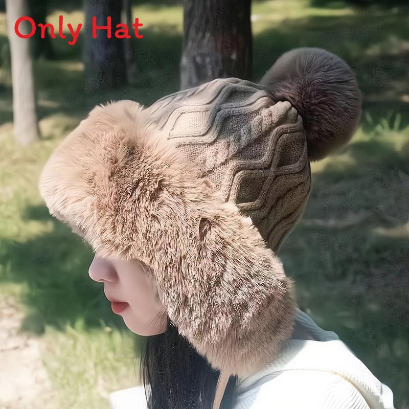 Traditional Style Knitted Hat For Women With Ear Protection And Neck Guard For Winter Cold Weather