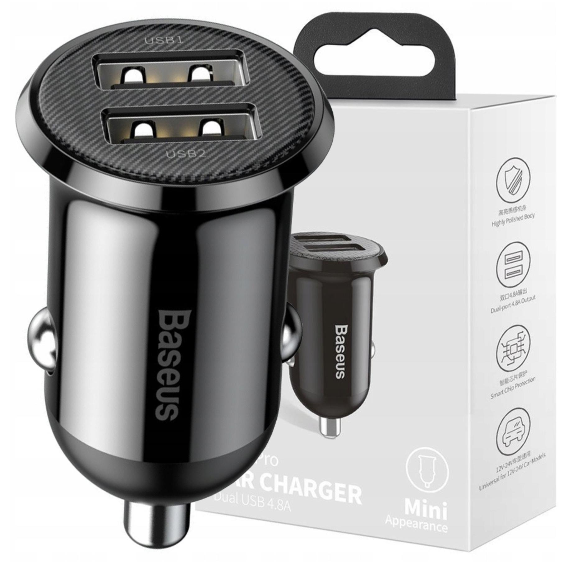 Baseus Schwarz Auto-Ladegerät Grain Pro, 24W, 2.4A, 2 X Usb-A, Ccallp-01 - Bild 7