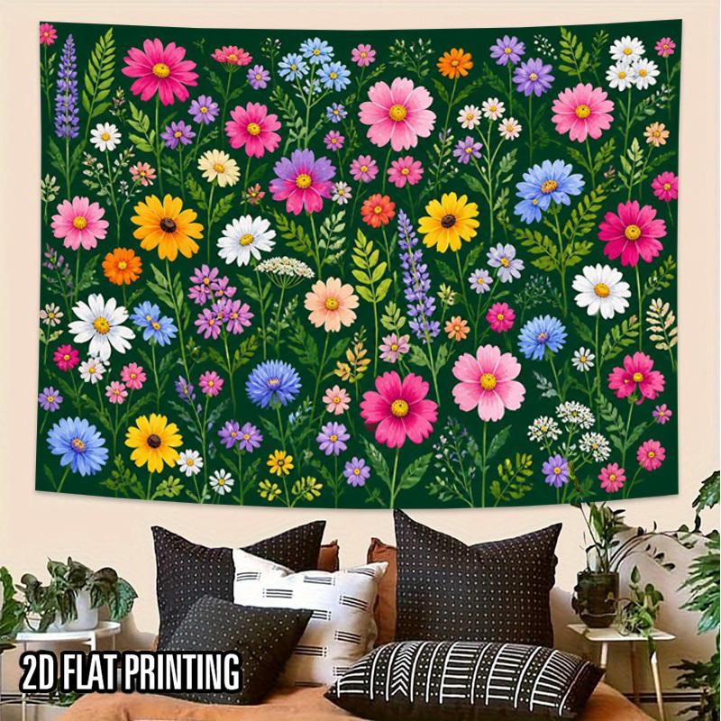 2D Flat - 2D Flat - 2D Flat Print 1pc Tapestry Floral Tapestry Wall Hanging, Nature Garden Style Home Decor Multi-Size Polyester Background Resistant