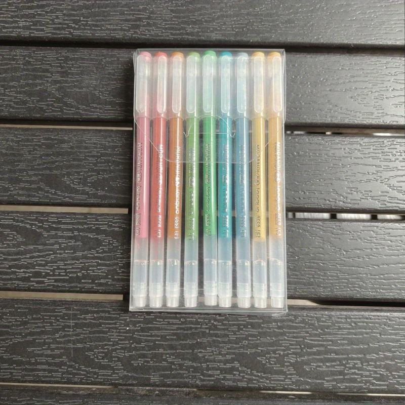 

9 Color Gel Pen Set for Layering & Highlighting, Dual Tips for Diaries Notes & Drawing - Large Capacity Office School Supplies