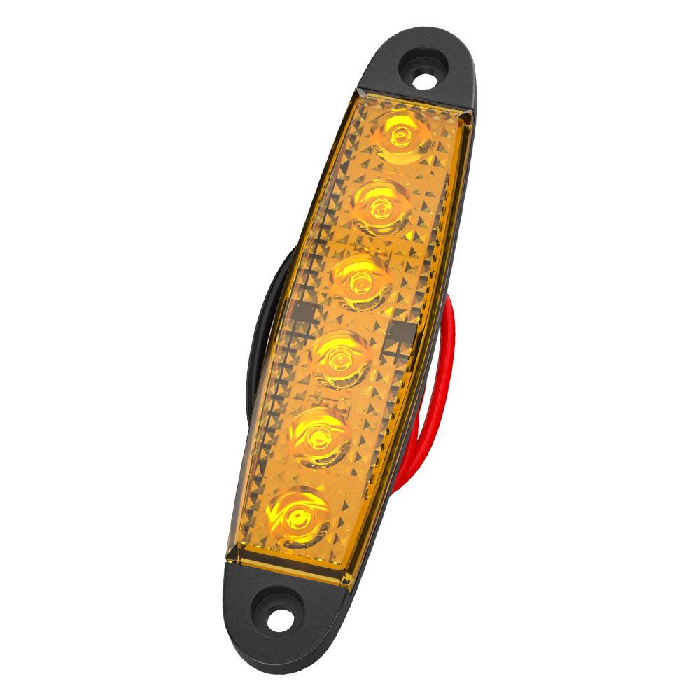 12V/24V 6-LED Yellow Side Warning Lights for Trucks, Lorries, and Boats