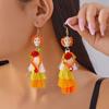 Halloween Skeleton Dangle Earrings With Resin Insect Design For Women