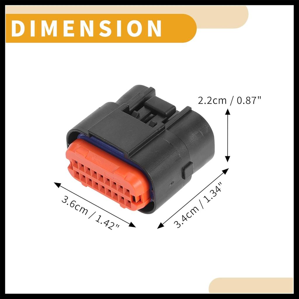 1Pc 1mm Series Universal Automotive ECU Connector - Car RV Truck Female Electrical Wire Connector Plug Waterproof - Plastic Black Orange 18 Pin