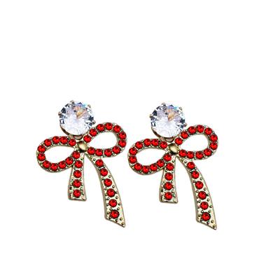 Korean Version Korean Bow Diamond Earrings Niche Color Stud Earrings