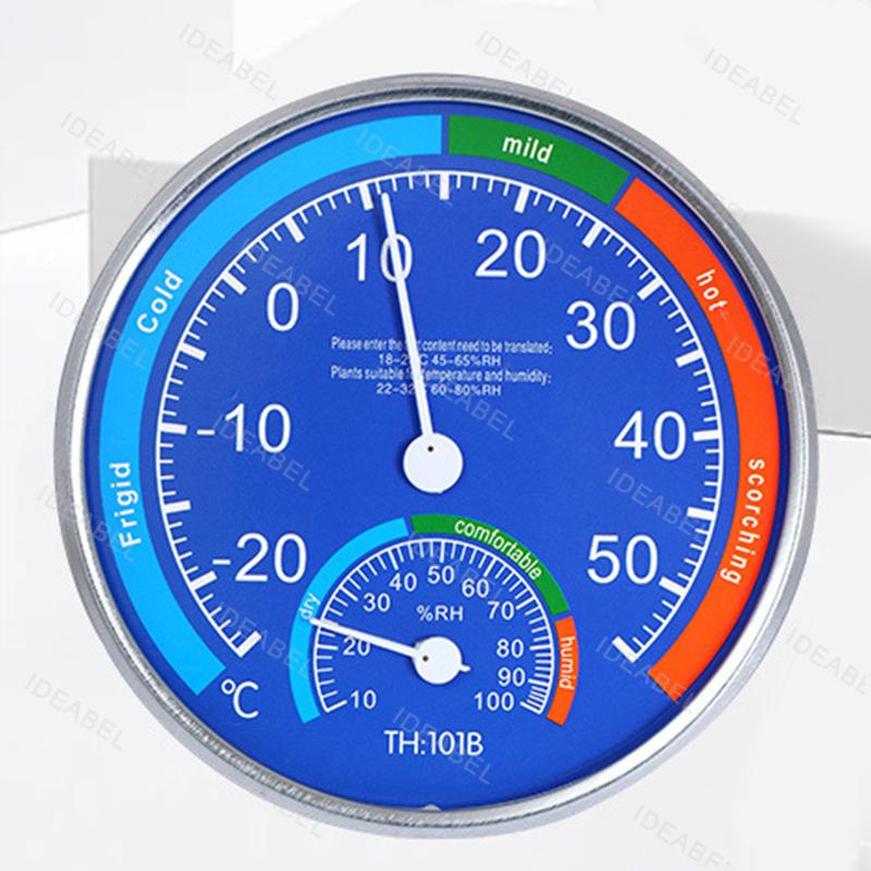 Mini Round Pointer Thermometer Hygrometer -30℃-50℃ Thermometer 20%-100% Hygrometer Indoor Office Humidity Monitor