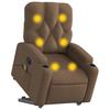 Massage Chair with Rising Function Brown Fabric