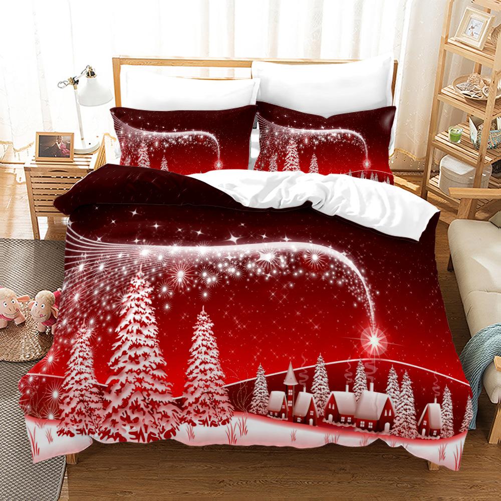 3D Printed Merry Christmas Bedding Set, Happy New Year Down Duvet Cover and Pillowcase 2/3pc, Single Double Bed, All Sizes Duvet Cover Set, Gift