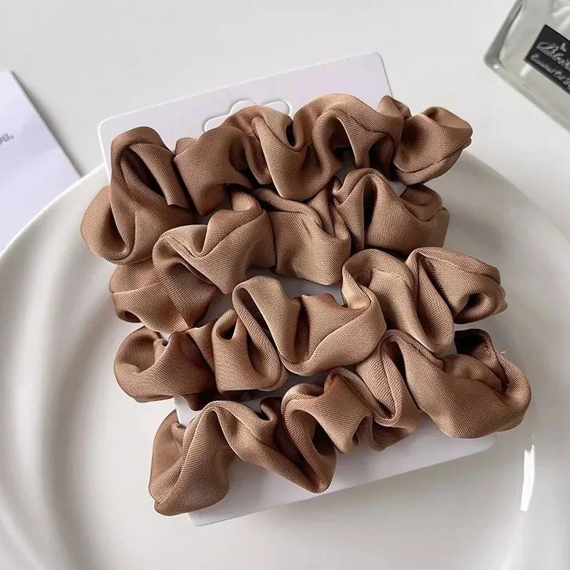 Women Silk Scrunchie Elastic Handmade Multicolor Hair Band Ponytail Holder Headband Hair Accessories  Satin Silk Solid Color