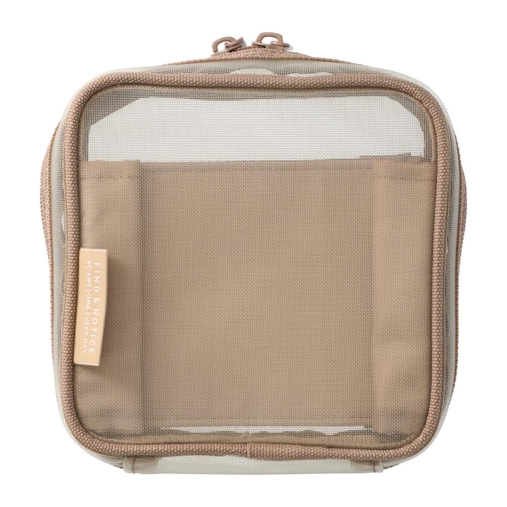 Mesh Square Pouch with for Decorating Marks Dividers, Notebooks, Brand, Beige, DA-PO01-BE